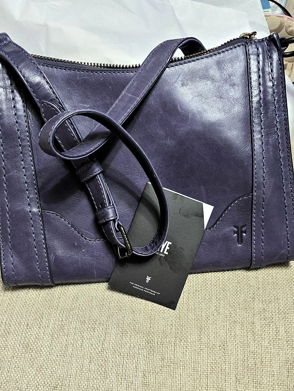 Frye Melissa Zip Crossbody Leather Shoulder Bag Purple